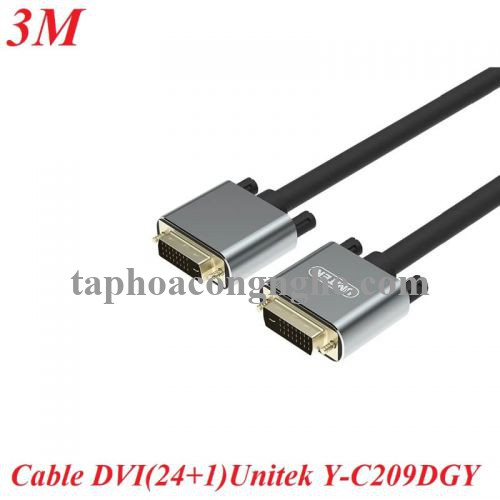 Unitek 95547 Y-C209DGY 24+1 dây tròn 3M Màu Xám Cáp 2 đầu DVI 30095547